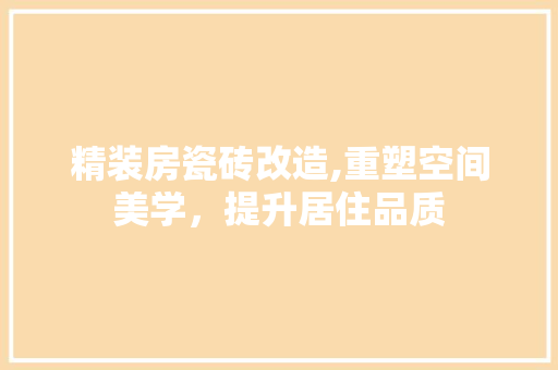 精装房瓷砖改造,重塑空间美学，提升居住品质