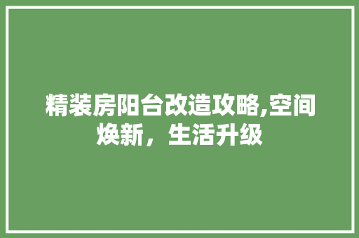 精装房阳台改造攻略,空间焕新，生活升级