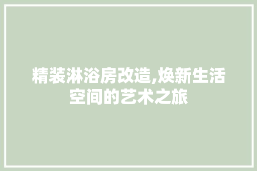 精装淋浴房改造,焕新生活空间的艺术之旅