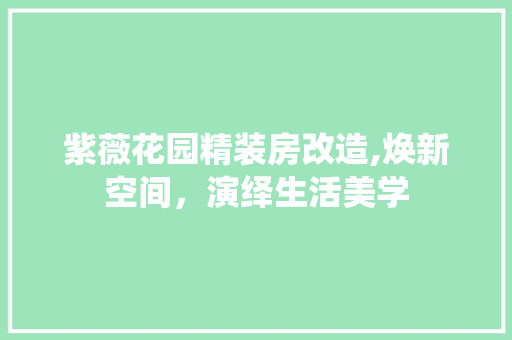 紫薇花园精装房改造,焕新空间，演绎生活美学