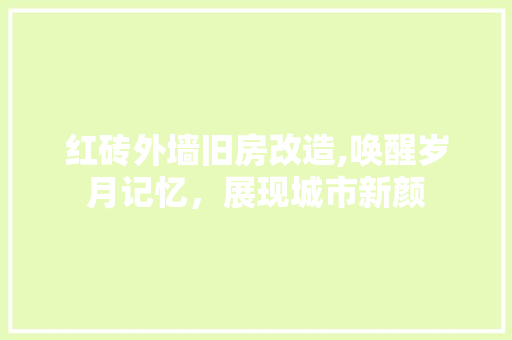 红砖外墙旧房改造,唤醒岁月记忆，展现城市新颜