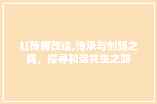 红砖房改造,传承与创新之间，探寻和谐共生之路