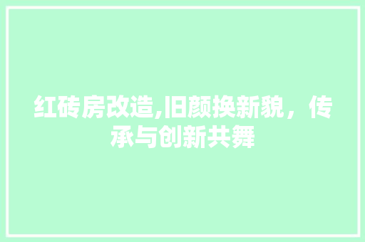 红砖房改造,旧颜换新貌，传承与创新共舞