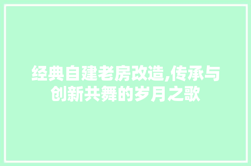 经典自建老房改造,传承与创新共舞的岁月之歌