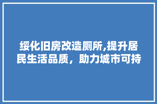 绥化旧房改造厕所,提升居民生活品质，助力城市可持续发展