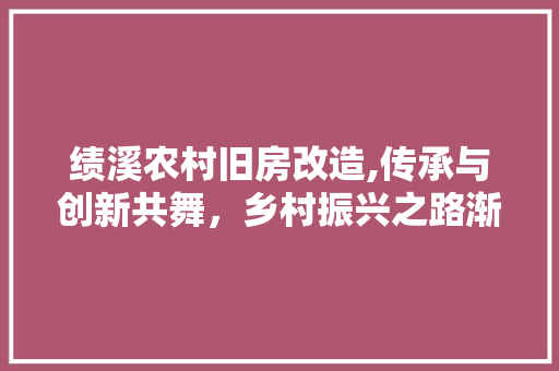 绩溪农村旧房改造,传承与创新共舞，乡村振兴之路渐行渐近