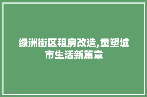 绿洲街区租房改造,重塑城市生活新篇章