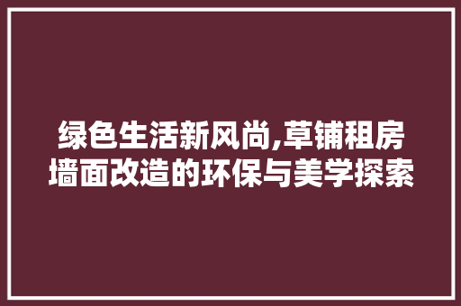 绿色生活新风尚,草铺租房墙面改造的环保与美学探索
