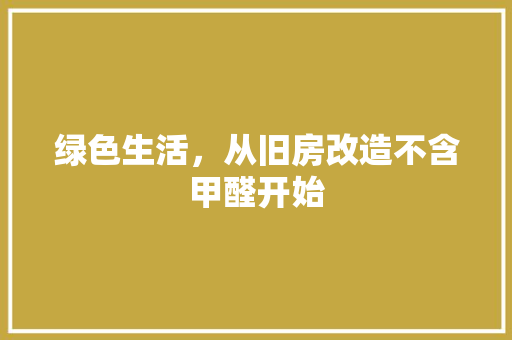 绿色生活，从旧房改造不含甲醛开始 居家维修