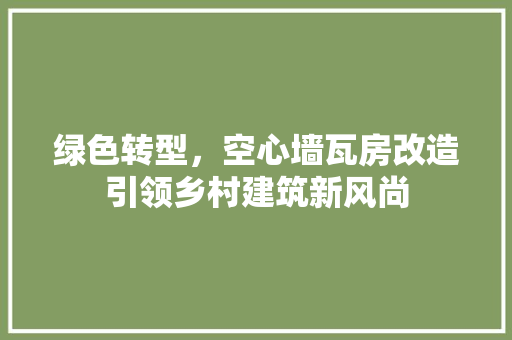 绿色转型，空心墙瓦房改造引领乡村建筑新风尚