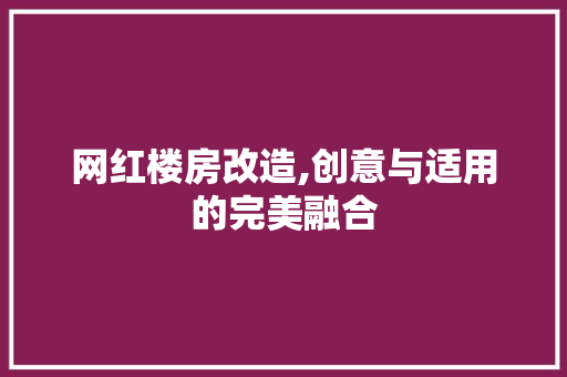 网红楼房改造,创意与适用的完美融合