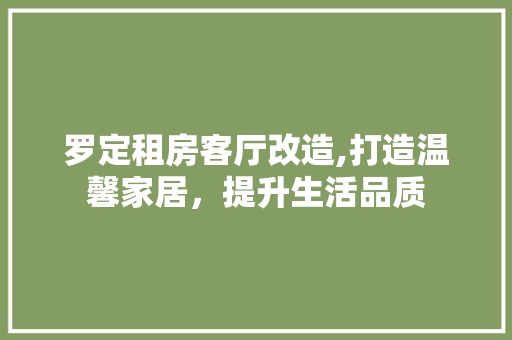 罗定租房客厅改造,打造温馨家居，提升生活品质