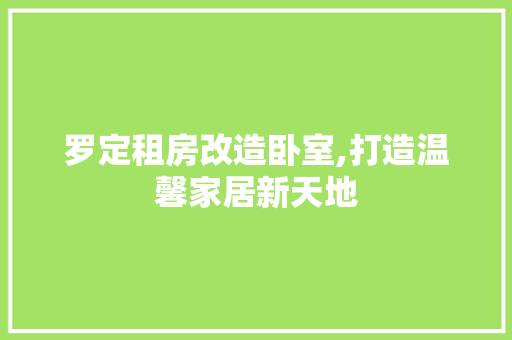 罗定租房改造卧室,打造温馨家居新天地