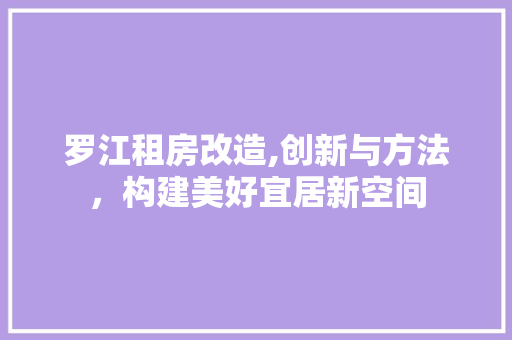 罗江租房改造,创新与方法，构建美好宜居新空间