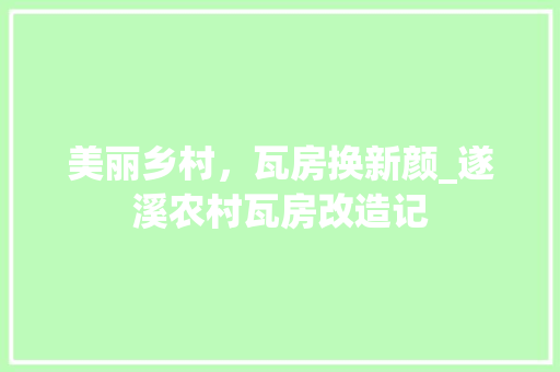 美丽乡村，瓦房换新颜_遂溪农村瓦房改造记