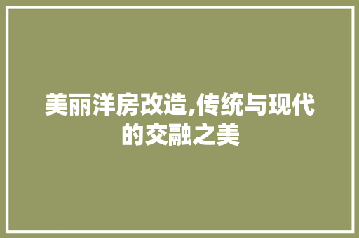 美丽洋房改造,传统与现代的交融之美