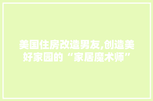 美国住房改造男友,创造美好家园的“家居魔术师”
