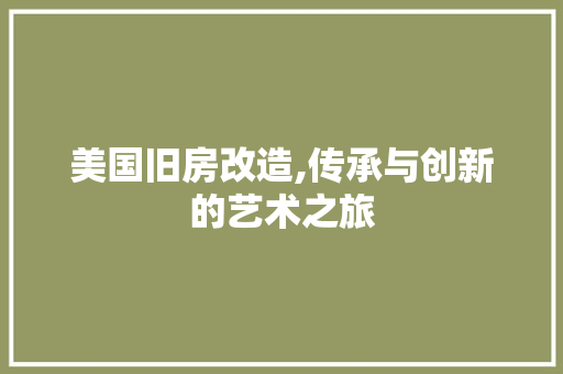 美国旧房改造,传承与创新的艺术之旅