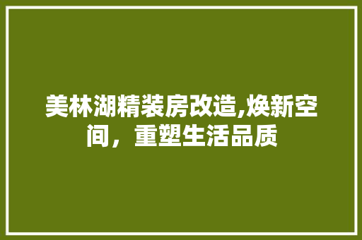 美林湖精装房改造,焕新空间，重塑生活品质