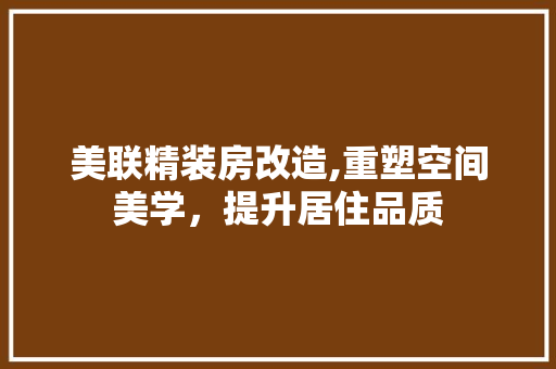 美联精装房改造,重塑空间美学，提升居住品质