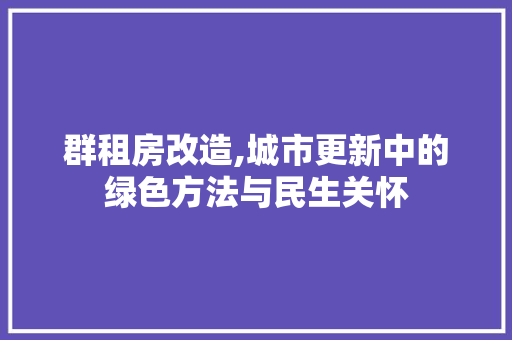 群租房改造,城市更新中的绿色方法与民生关怀