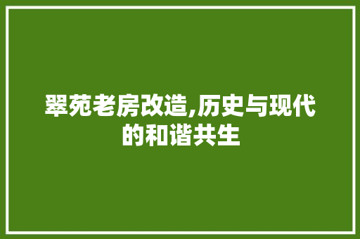 翠苑老房改造,历史与现代的和谐共生