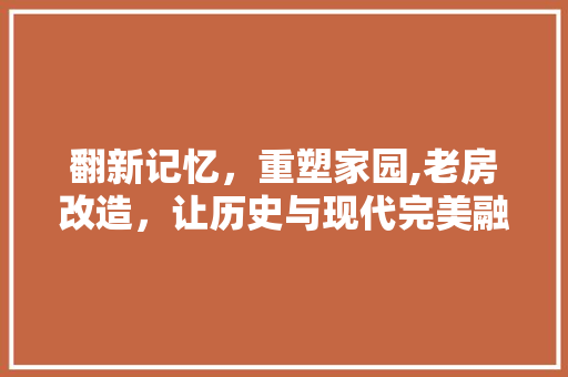 翻新记忆，重塑家园,老房改造，让历史与现代完美融合