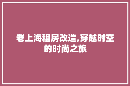 老上海租房改造,穿越时空的时尚之旅