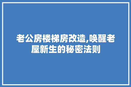 老公房楼梯房改造,唤醒老屋新生的秘密法则