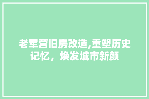 老军营旧房改造,重塑历史记忆，焕发城市新颜