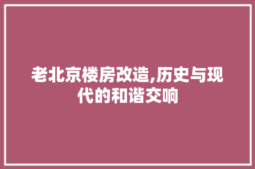 老北京楼房改造,历史与现代的和谐交响
