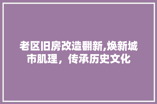 老区旧房改造翻新,焕新城市肌理，传承历史文化