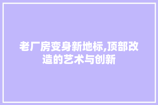 老厂房变身新地标,顶部改造的艺术与创新