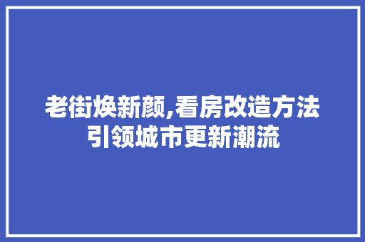 老街焕新颜,看房改造方法引领城市更新潮流 户内维修