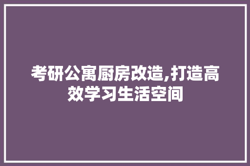 考研公寓厨房改造,打造高效学习生活空间