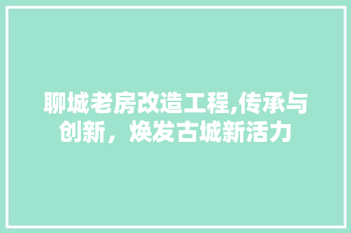 聊城老房改造工程,传承与创新，焕发古城新活力 厨房维修