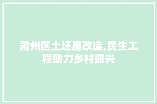 肃州区土坯房改造,民生工程助力乡村振兴
