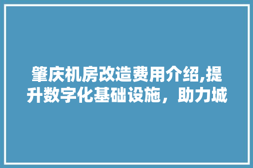 肇庆机房改造费用介绍,提升数字化基础设施，助力城市智慧化发展