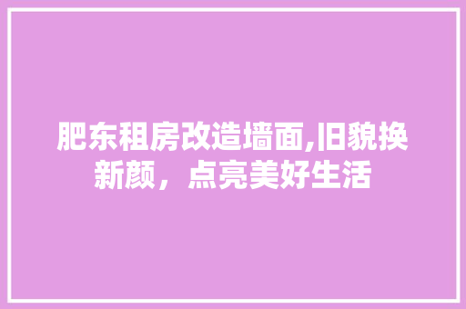 肥东租房改造墙面,旧貌换新颜，点亮美好生活