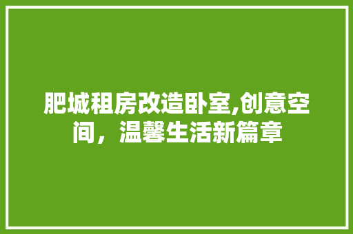 肥城租房改造卧室,创意空间，温馨生活新篇章