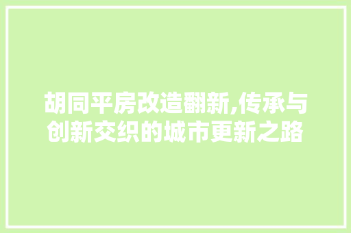 胡同平房改造翻新,传承与创新交织的城市更新之路
