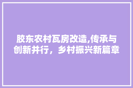 胶东农村瓦房改造,传承与创新并行，乡村振兴新篇章