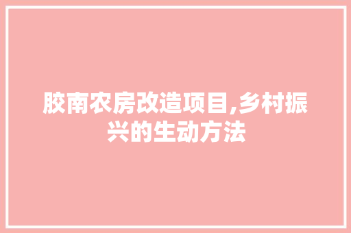 胶南农房改造项目,乡村振兴的生动方法