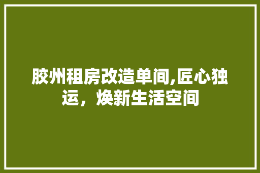 胶州租房改造单间,匠心独运，焕新生活空间