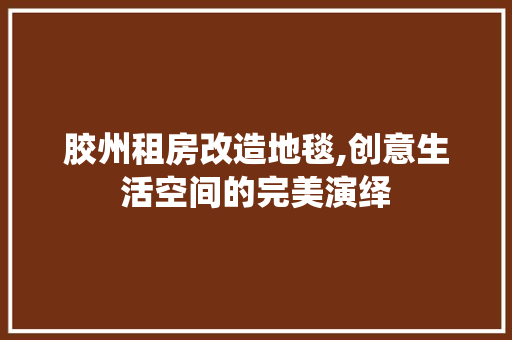 胶州租房改造地毯,创意生活空间的完美演绎
