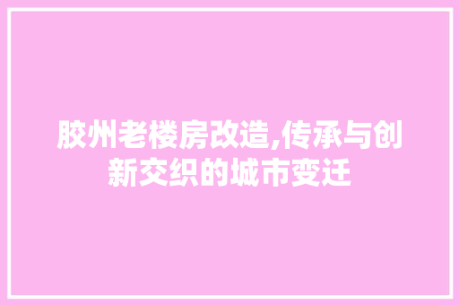胶州老楼房改造,传承与创新交织的城市变迁