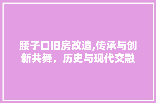 腰子口旧房改造,传承与创新共舞，历史与现代交融