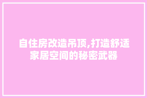 自住房改造吊顶,打造舒适家居空间的秘密武器 家电维修