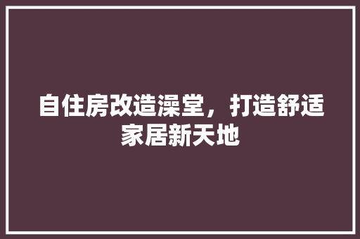 自住房改造澡堂，打造舒适家居新天地