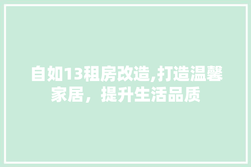 自如13租房改造,打造温馨家居，提升生活品质